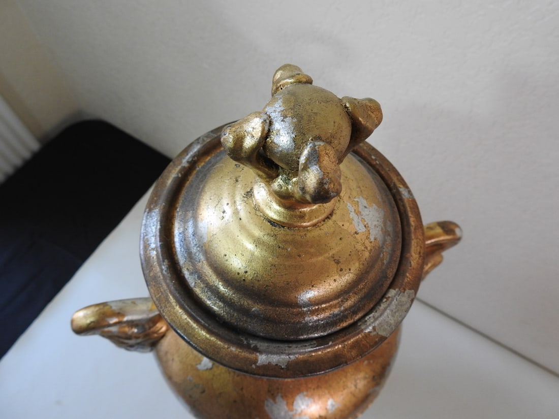 Gold and Silver Leaf Classical Ceramic Urn - 2