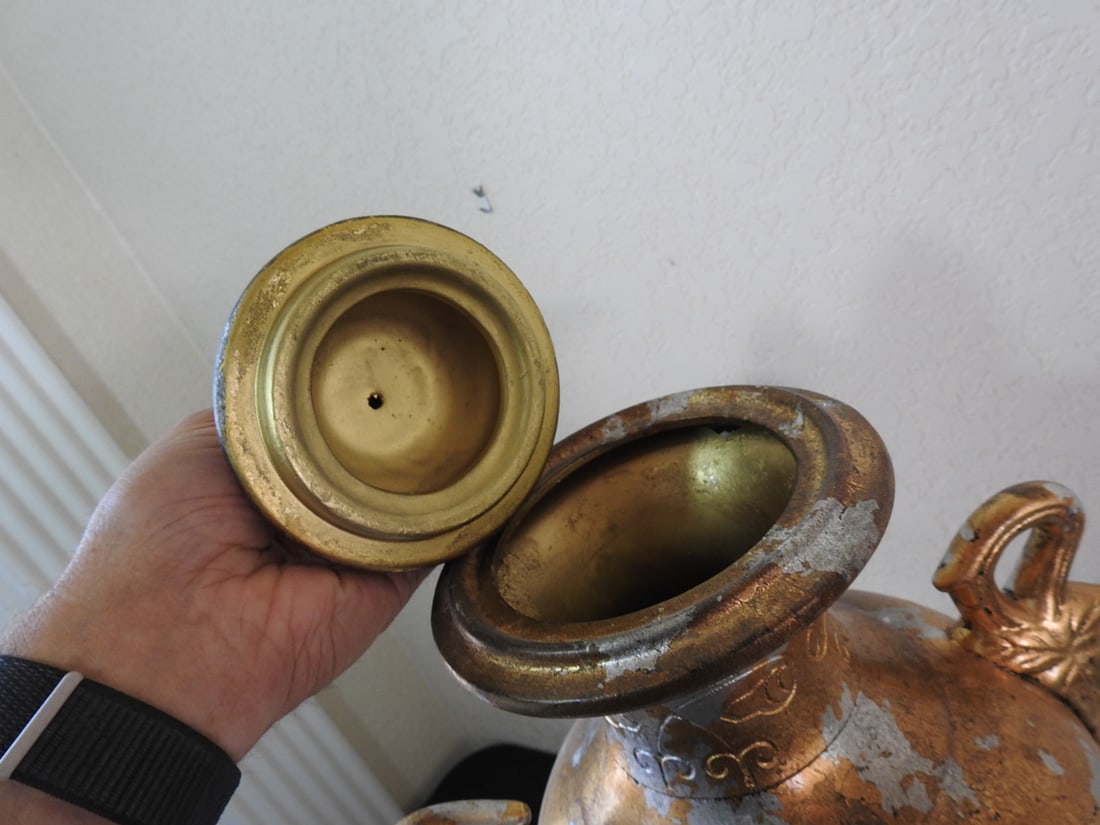 Gold and Silver Leaf Classical Ceramic Urn - 6