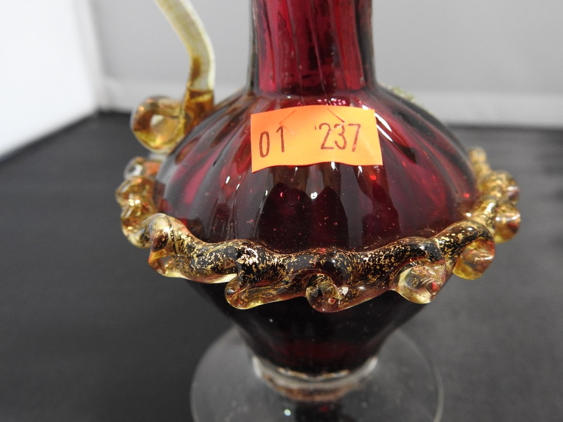 Victorian Style Cranberry Glass Vase - 2