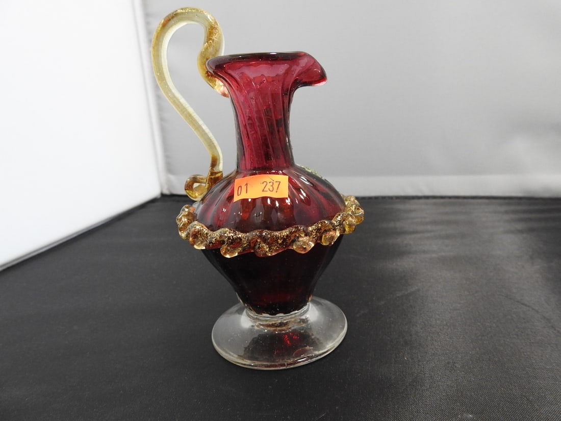 Victorian Style Cranberry Glass Vase - 3