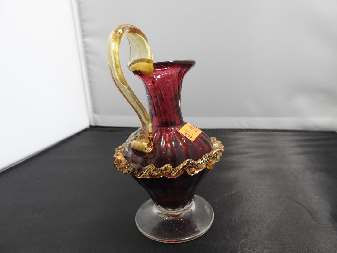 Victorian Style Cranberry Glass Vase - 4
