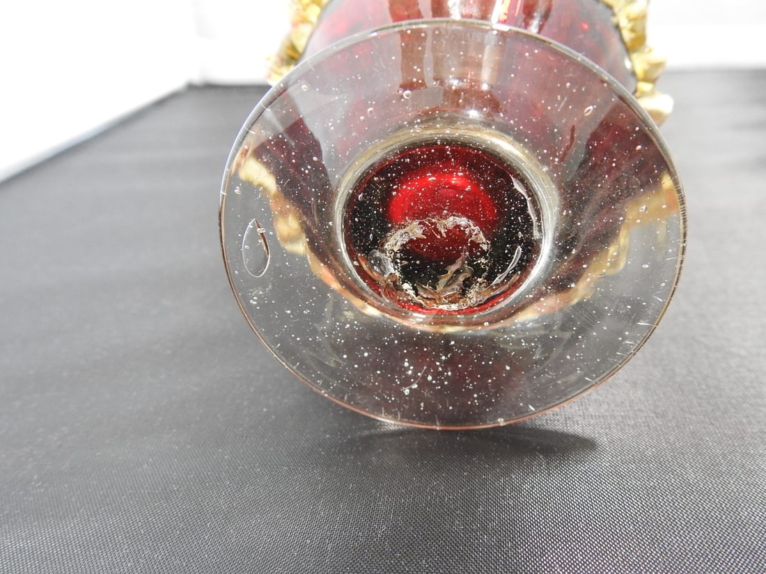 Victorian Style Cranberry Glass Vase - 5