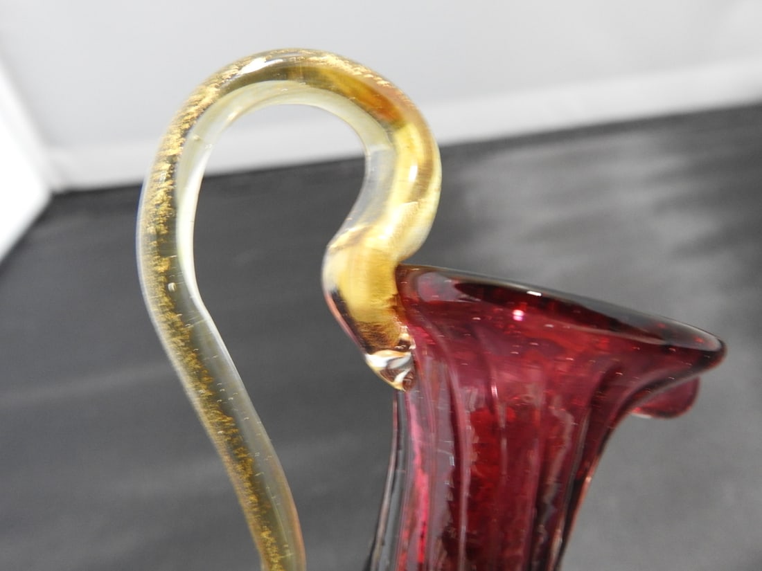 Victorian Style Cranberry Glass Vase - 6