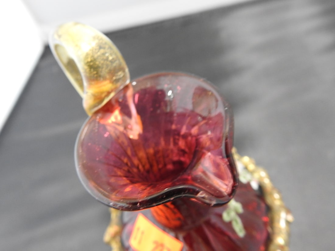 Victorian Style Cranberry Glass Vase - 7