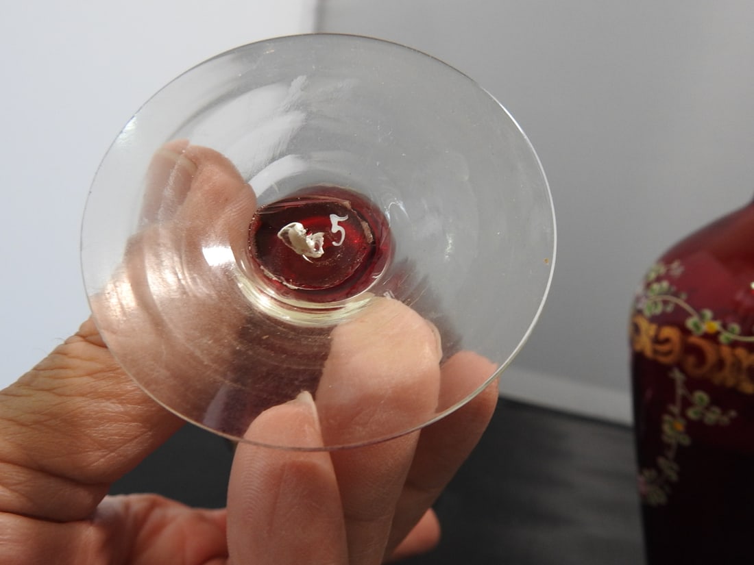 Pair of Neoclassical Hand-Blown Ruby Glass Vases - 5