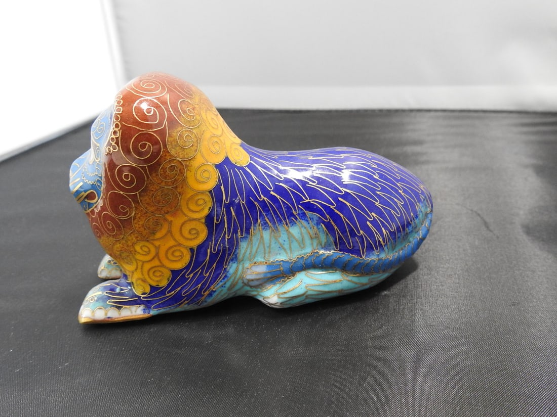Chinese Cloisonne Lion Figure - 5