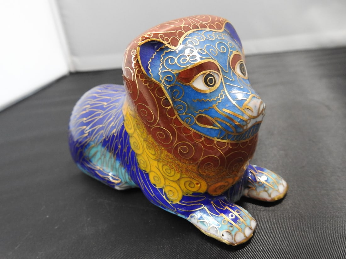 Chinese Cloisonne Lion Figure - 6