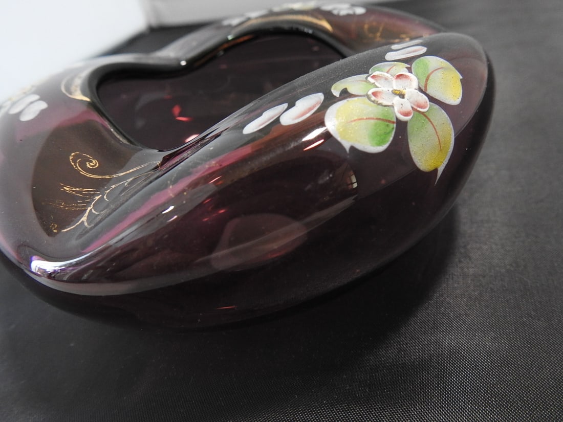 Vintage Amethyst Glass Rose Bowl - 2