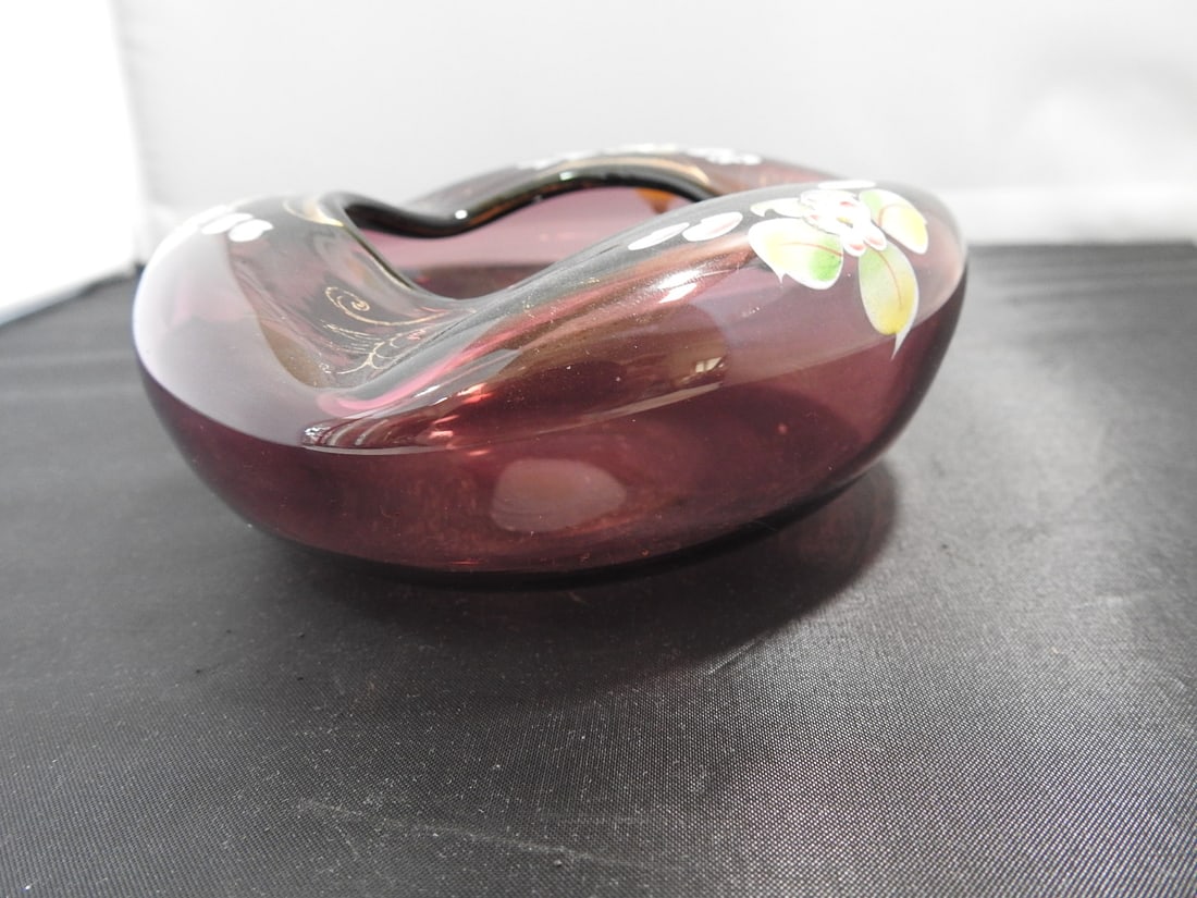 Vintage Amethyst Glass Rose Bowl - 4