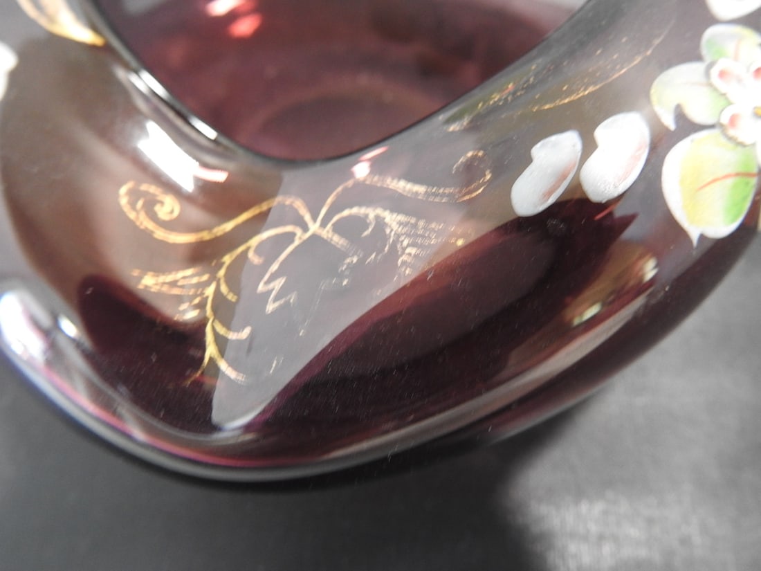 Vintage Amethyst Glass Rose Bowl - 6