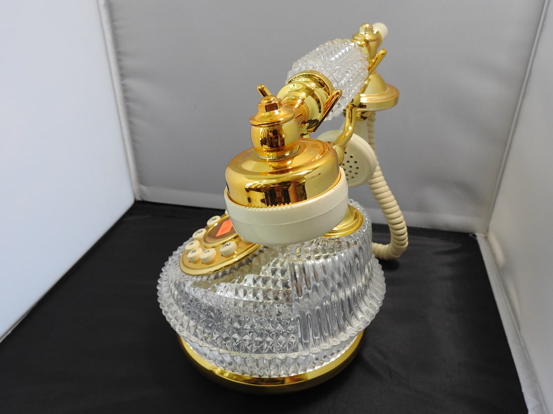 Vintage Reproduction Lead Crystal Old Style Telephone - 4