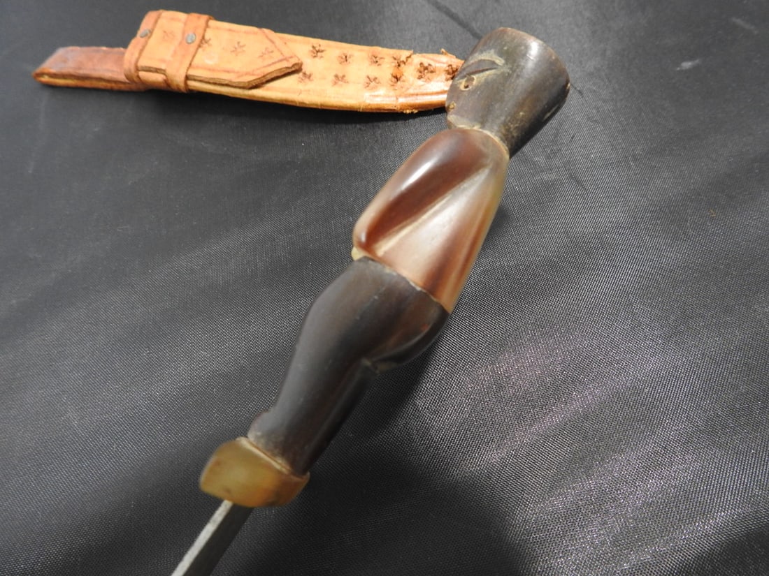 Guatemalan Handmade Knife with Horn Figural Handle - 11