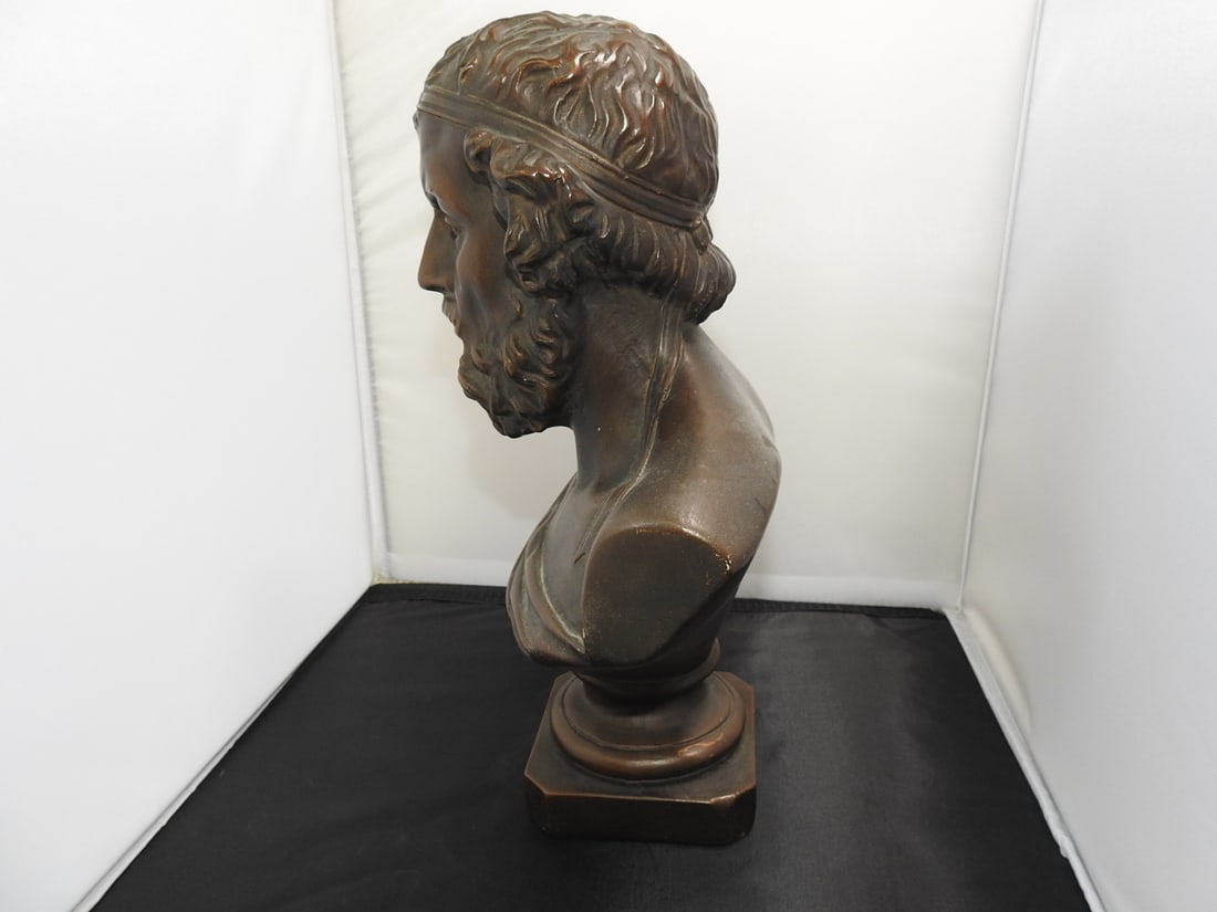 Faux Bronze Ceramic Homer Head Bust - 5