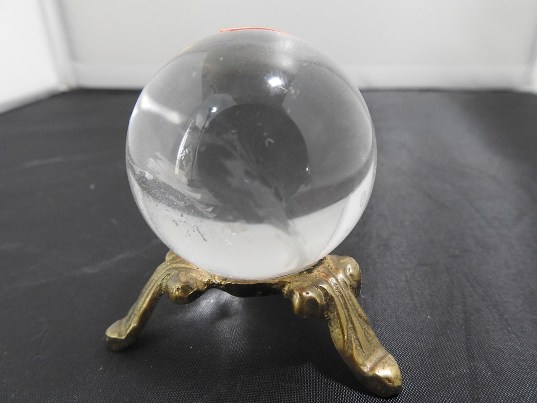 Natural Crystal Quartz Sphere on Brass Stand - 2