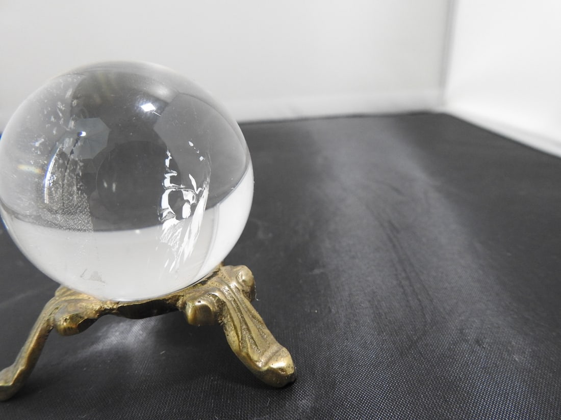 Natural Crystal Quartz Sphere on Brass Stand - 3