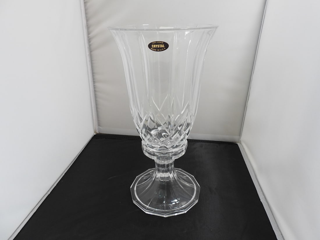 Hurricanee Candle Stick Holder: Hurricanee Candle Stick Holder. 24% Lead Crystal, detachable Top, Made in the USA Approx. 12 x 6.5 x 6.5 in.