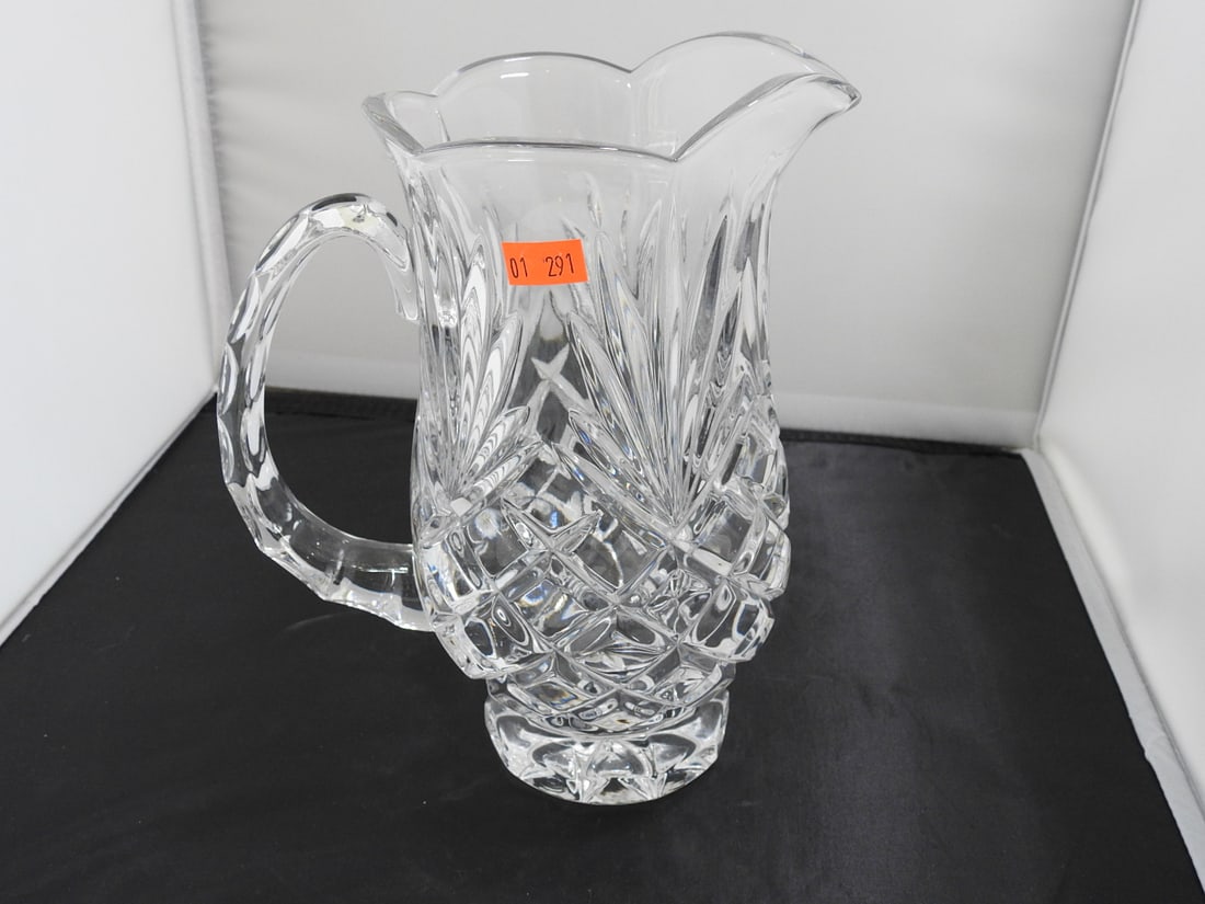 Lead Crystal Pitcher: Lead Crystal Pitcher. 24% Lead Approx. 9 x 7.5 x 4.5 in.