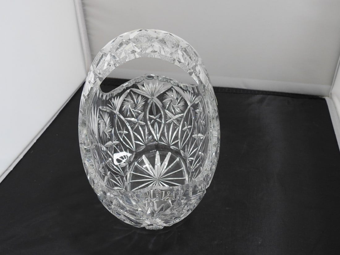 Lead Cut Crystal Basket Candy Dish - 2