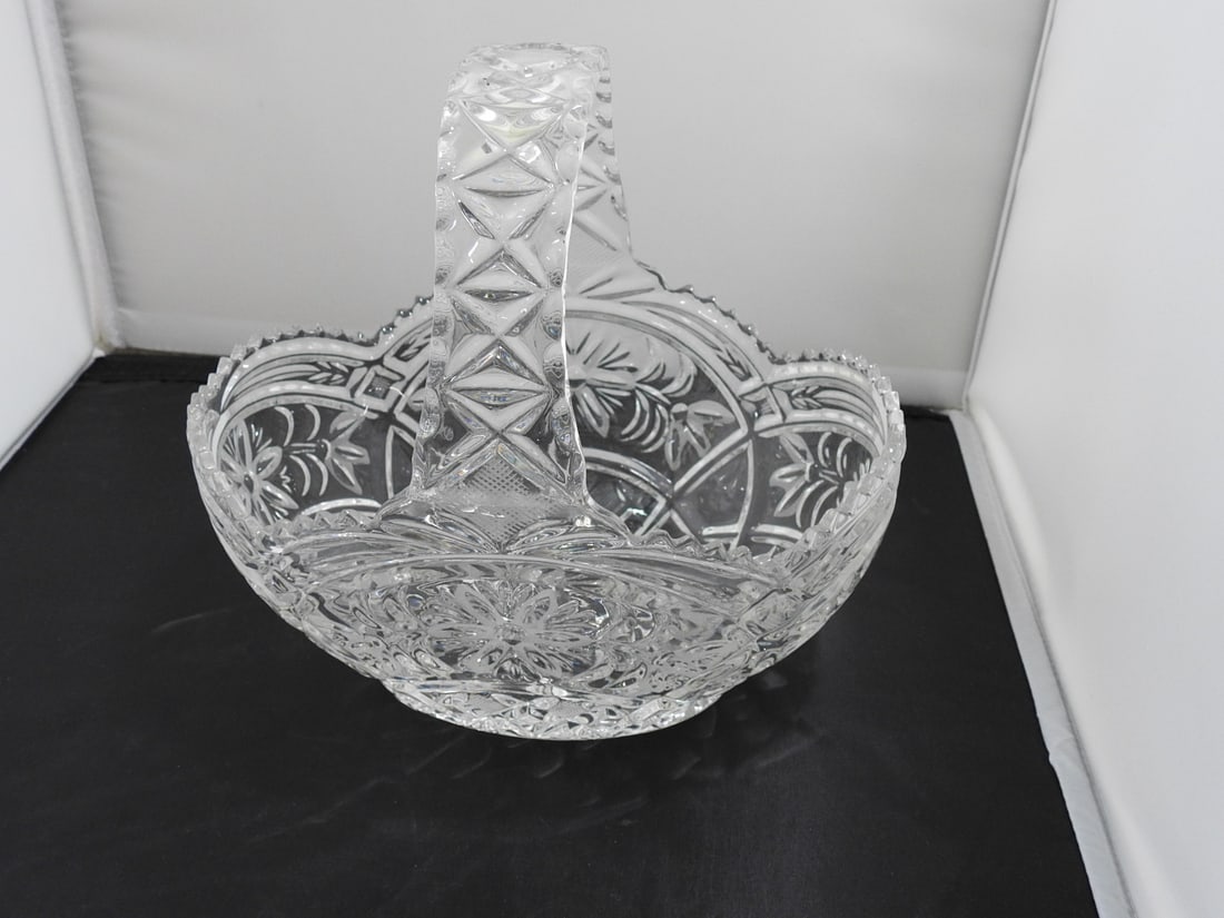 Lead Cut Crystal Basket Candy Dish - 3