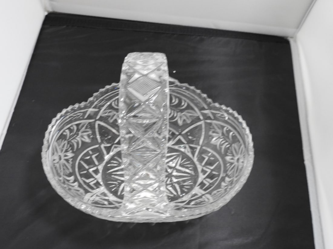 Lead Cut Crystal Basket Candy Dish - 5