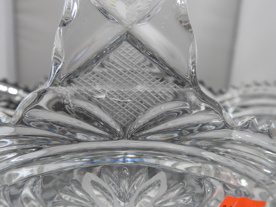 Lead Cut Crystal Basket Candy Dish - 6