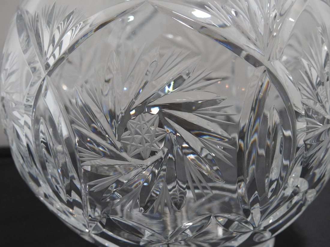 Lead Cut Crystal Rose Bowl Vase - 2