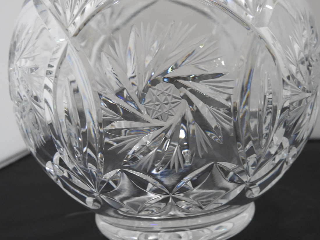 Lead Cut Crystal Rose Bowl Vase - 3