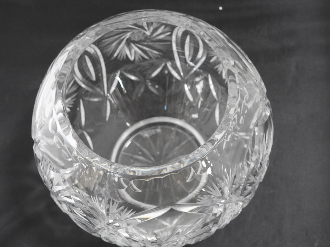 Lead Cut Crystal Rose Bowl Vase - 5