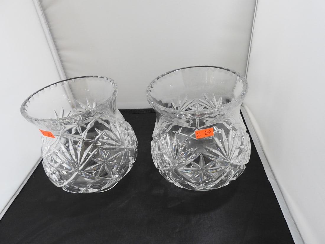 Lead Crystal Bell Shaped Hurricanee Shade Set of 2 - 2