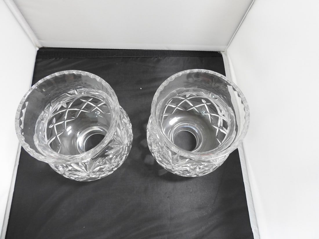 Lead Crystal Bell Shaped Hurricanee Shade Set of 2 - 3