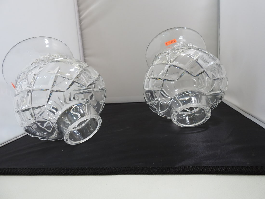 Lead Crystal Bell Shaped Hurricanee Shade Set of 2 - 4