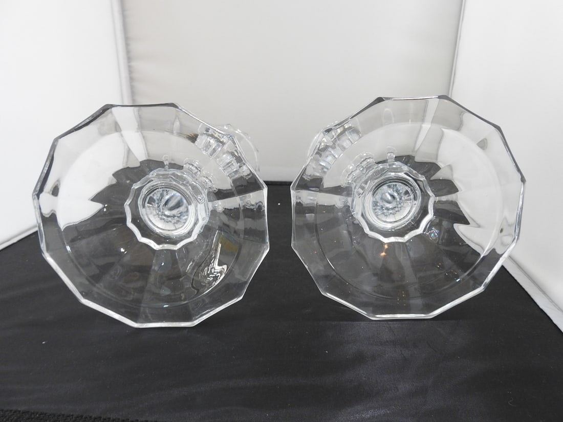 Pair of Lead Crystal Pedestal Candlesticks - 3