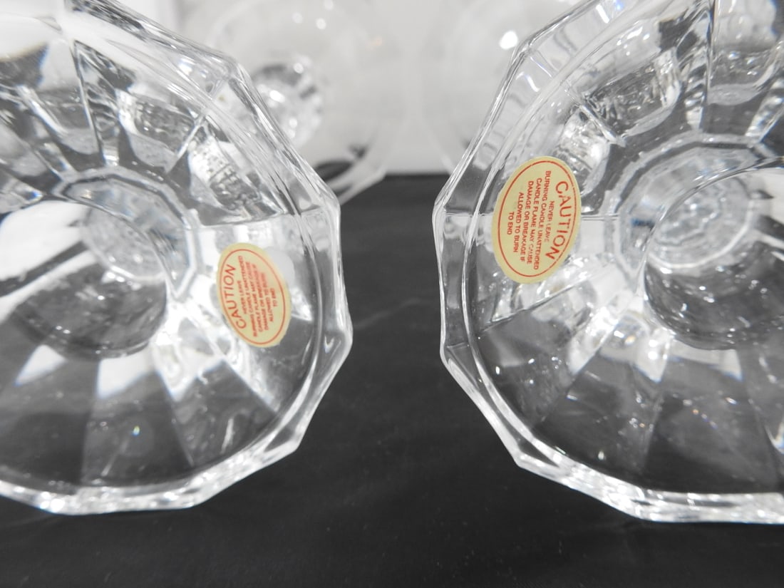 Pair of Lead Crystal Pedestal Candlesticks - 4