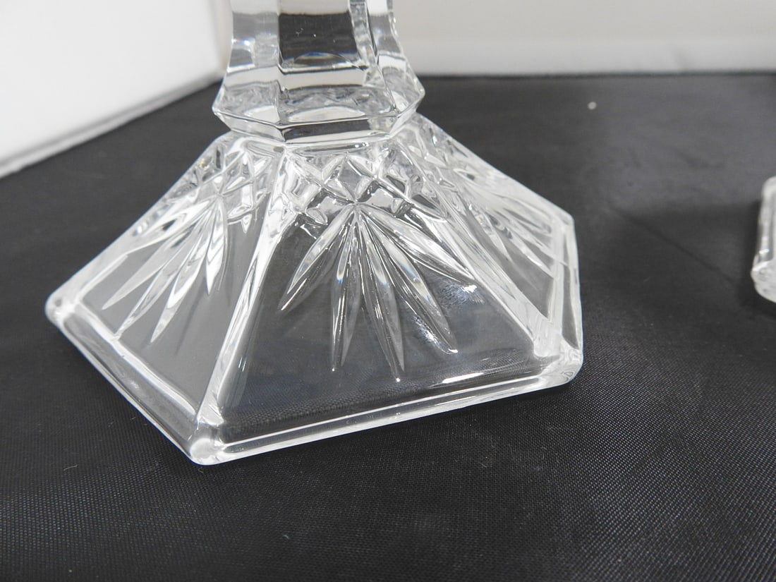 Pair of Lead Crystal Pedestal Candlesticks - 2