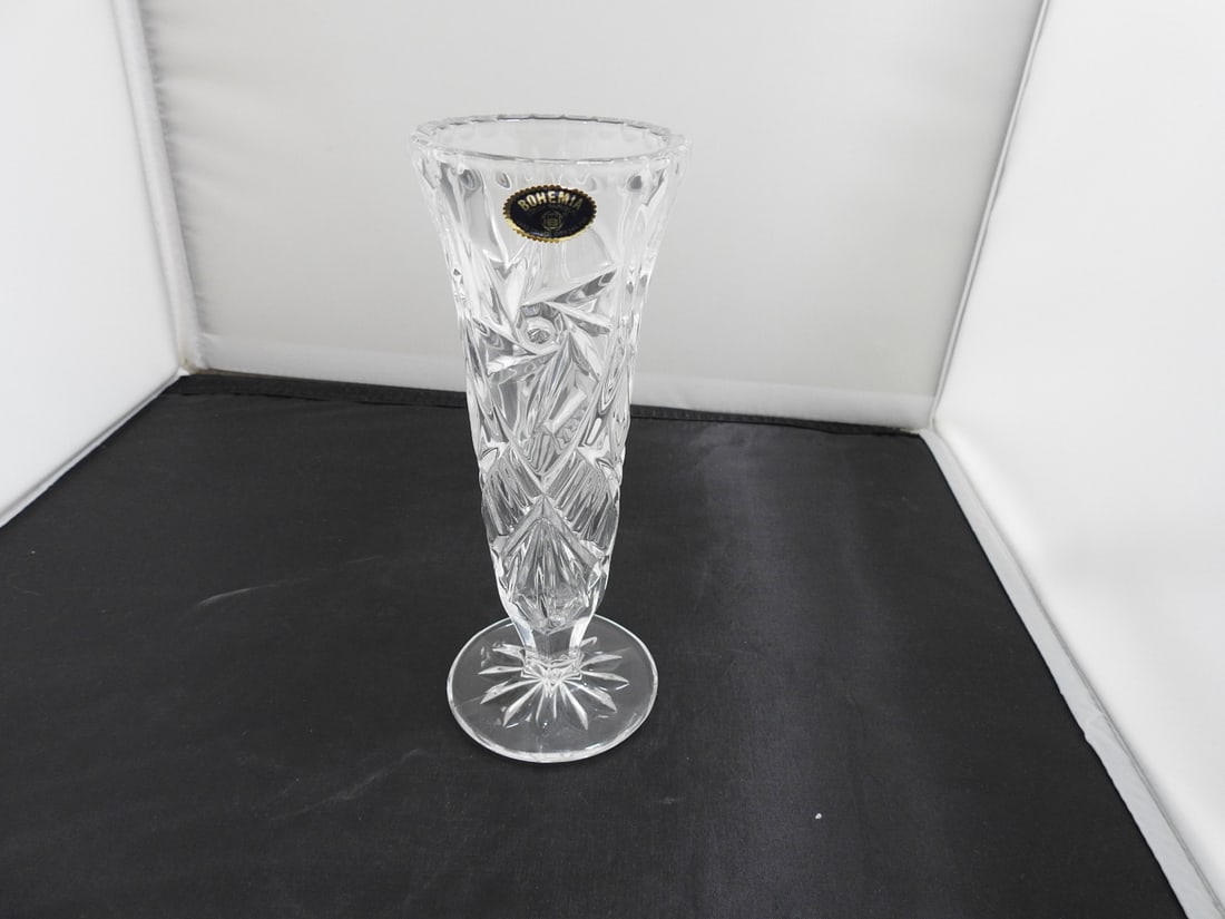 Lead Crystal Bud Vase: Lead Crystal Bud Vase. Bohemia Czech Republic 24% Lead Approx. 7 x 3 x 3 in.
