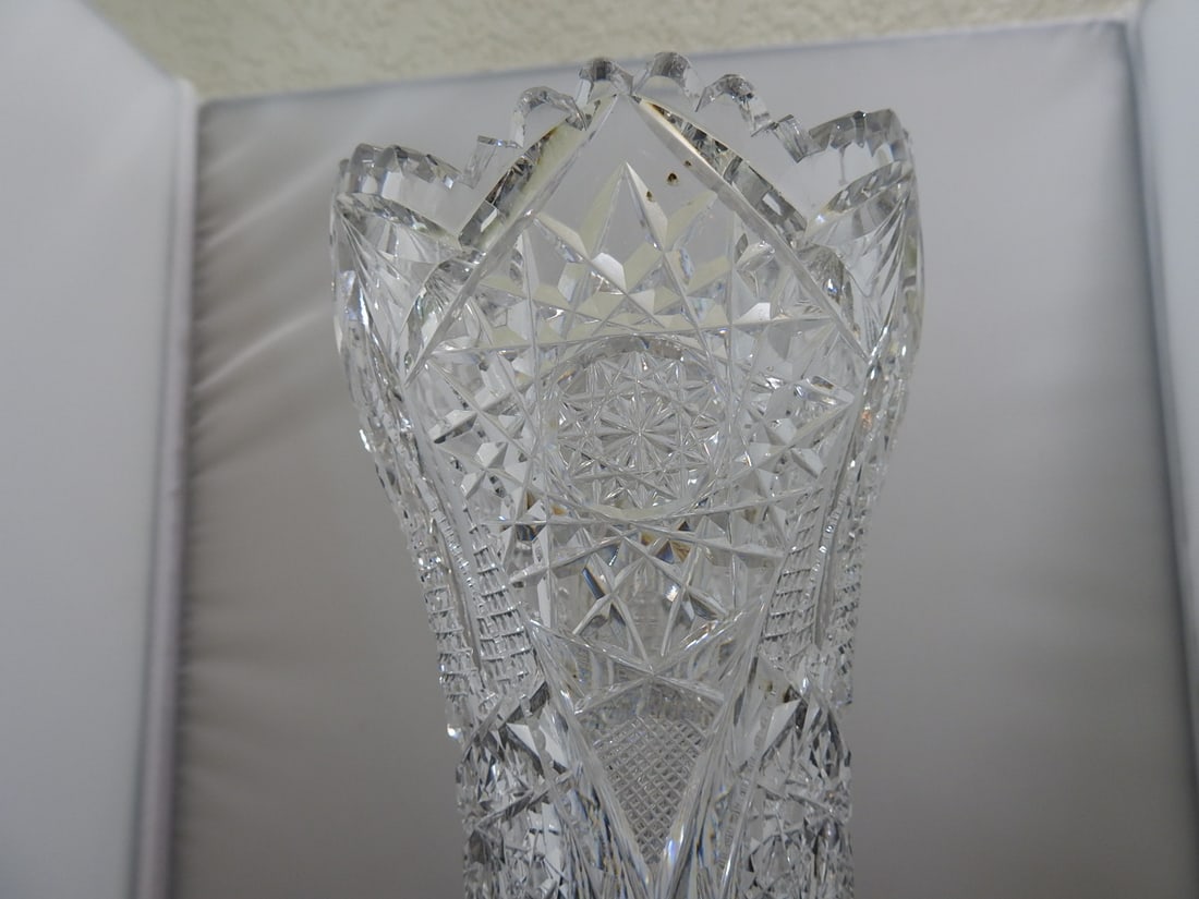 Lead Cut Crystal Fluted Vase - 2