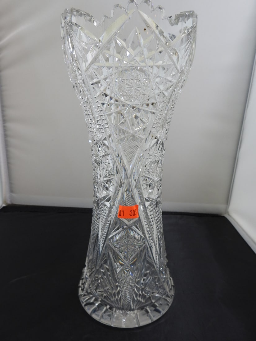 Lead Cut Crystal Fluted Vase - 3
