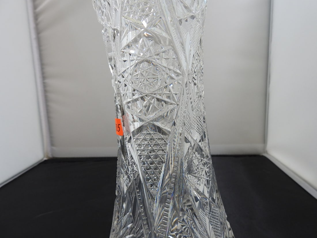 Lead Cut Crystal Fluted Vase - 4