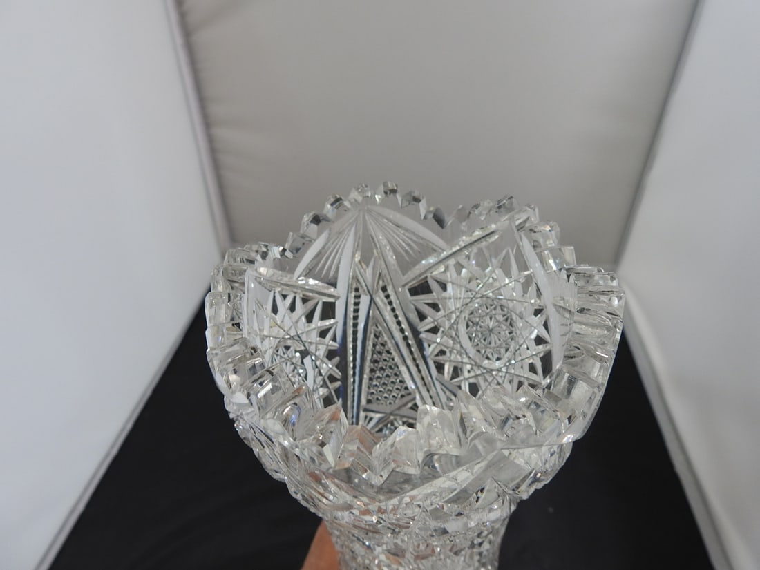 Lead Cut Crystal Fluted Vase - 6