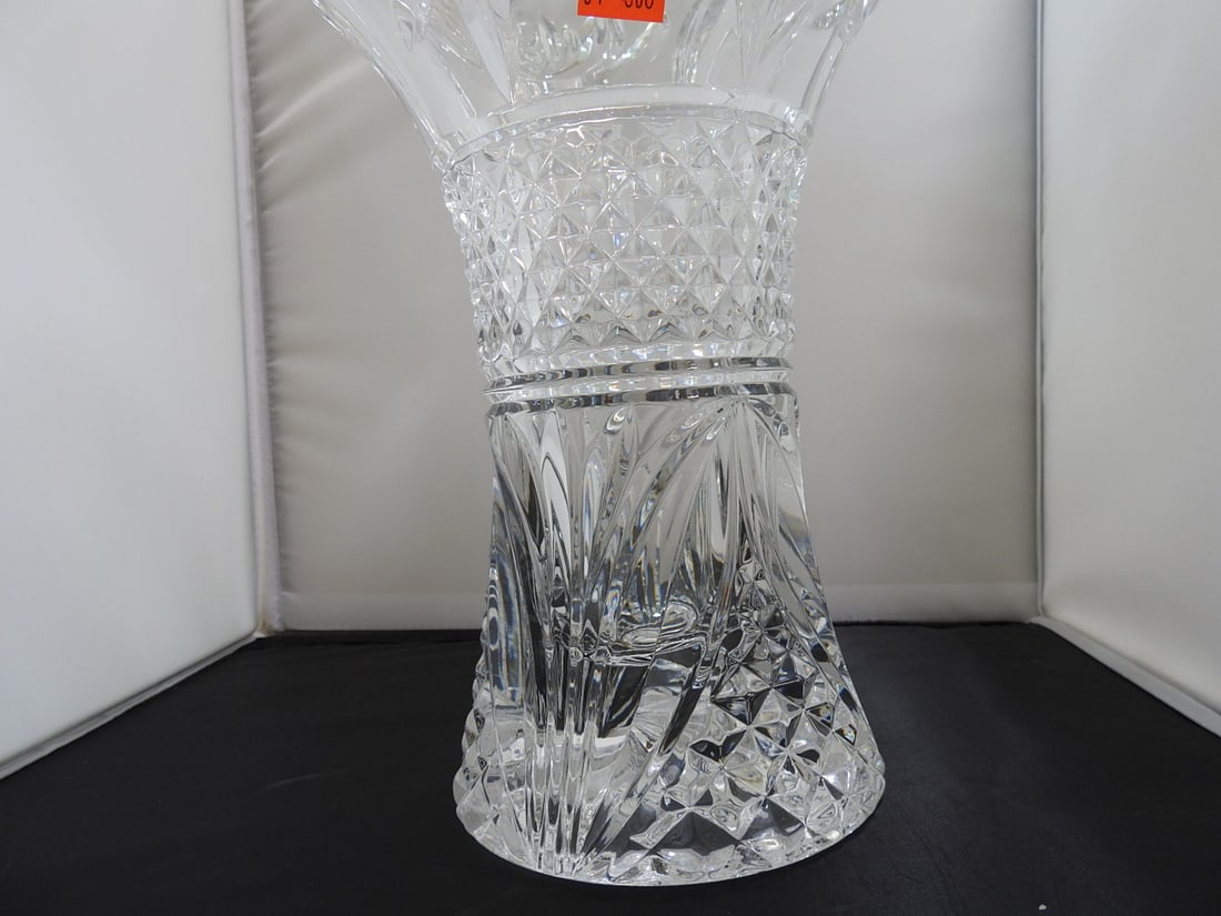 Large Lead Crystal Fluted Vase - 3