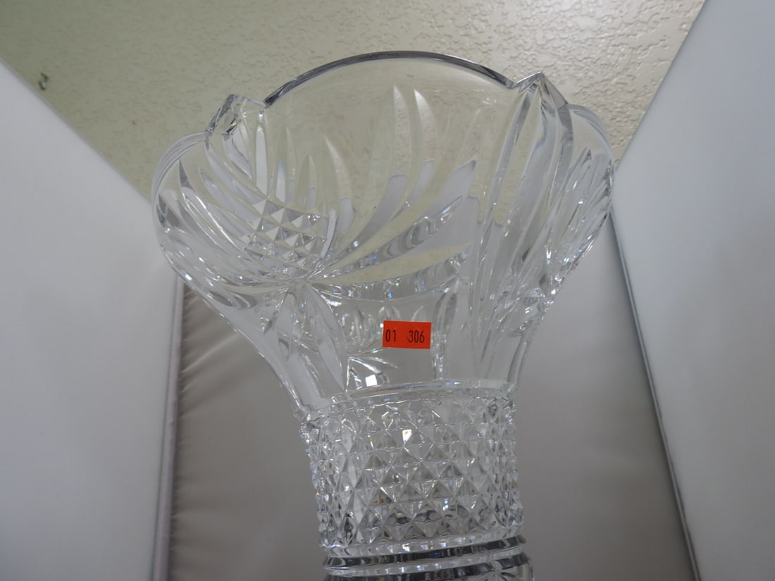 Large Lead Crystal Fluted Vase - 4