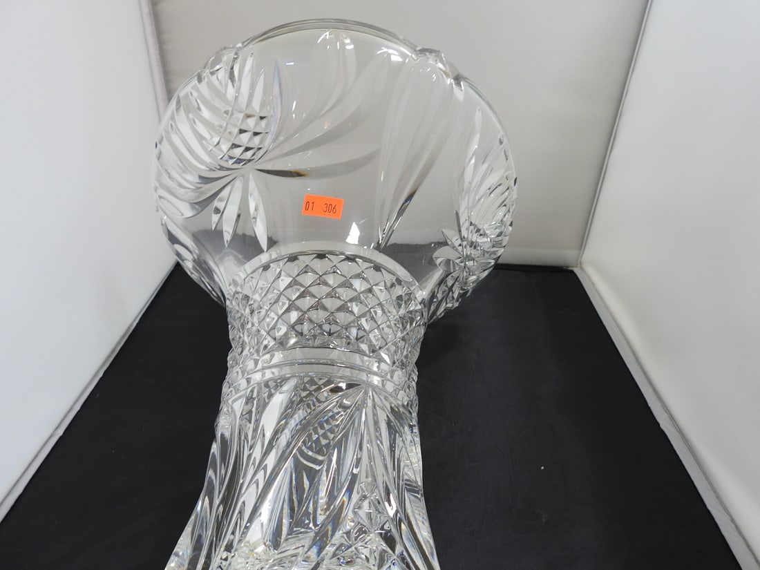 Large Lead Crystal Fluted Vase - 6