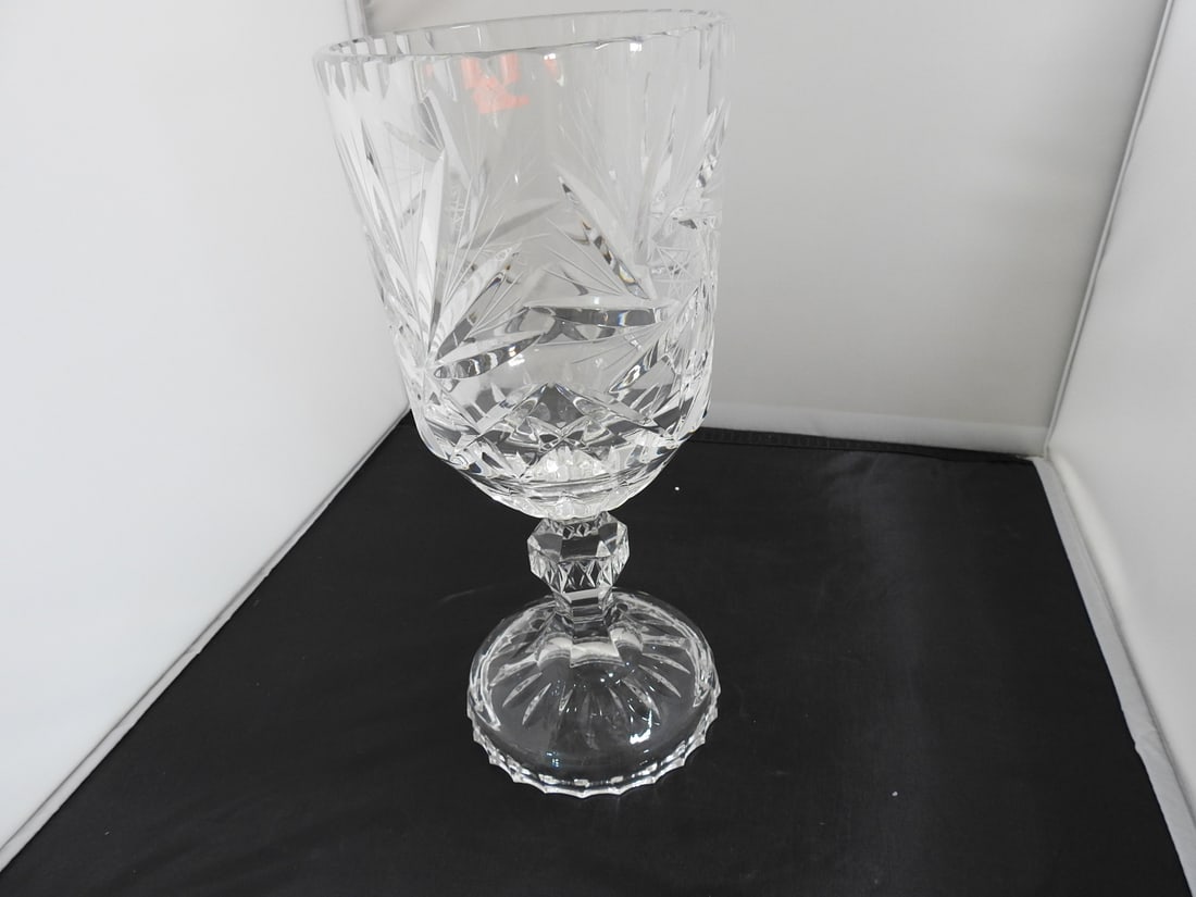 Cut Crystal Pedestal Vase - 3