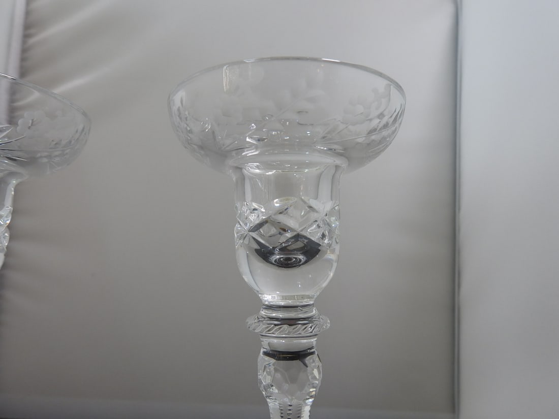 Cut Crystal Pedestal Candle Sticks Set of 2 - 2