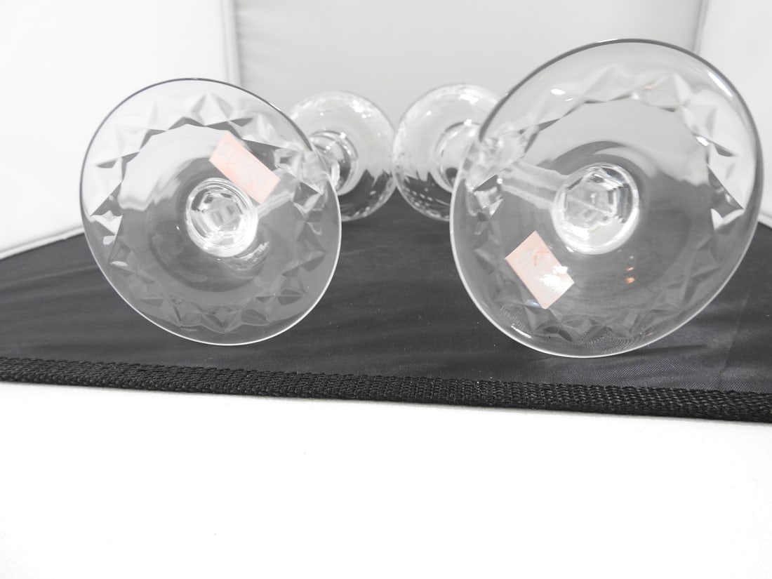 Cut Crystal Pedestal Candle Sticks Set of 2 - 5