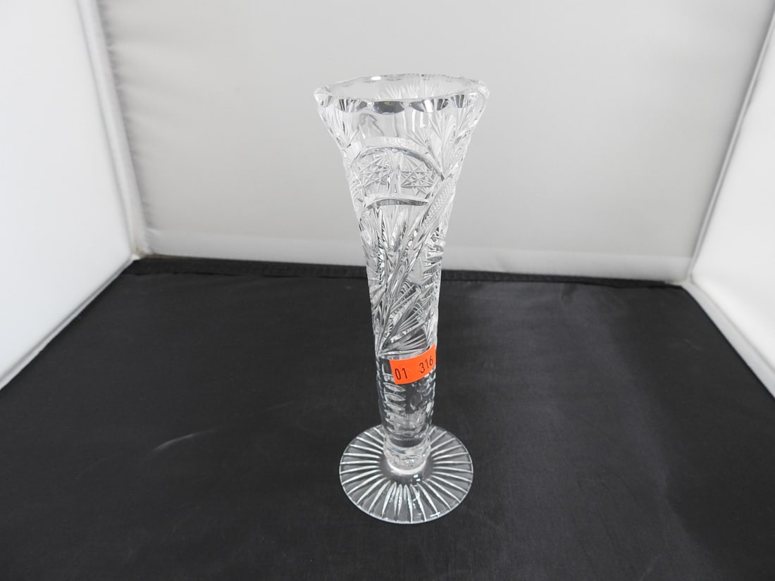 Cut Crystal Fluted Bud Vase: Cut Crystal Fluted Bud Vase Approx. 6.5 x 2.25 x 2.25 in.