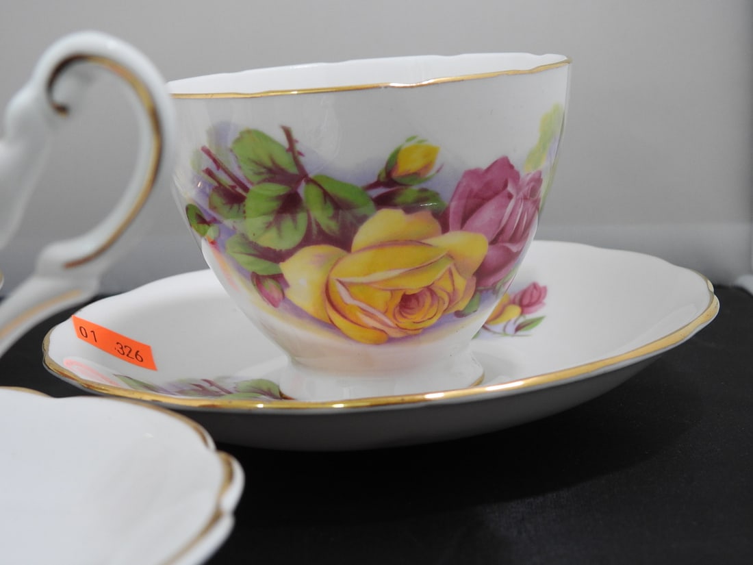 Set of 3 Vintage Bone China Teacup and Saucers - 2