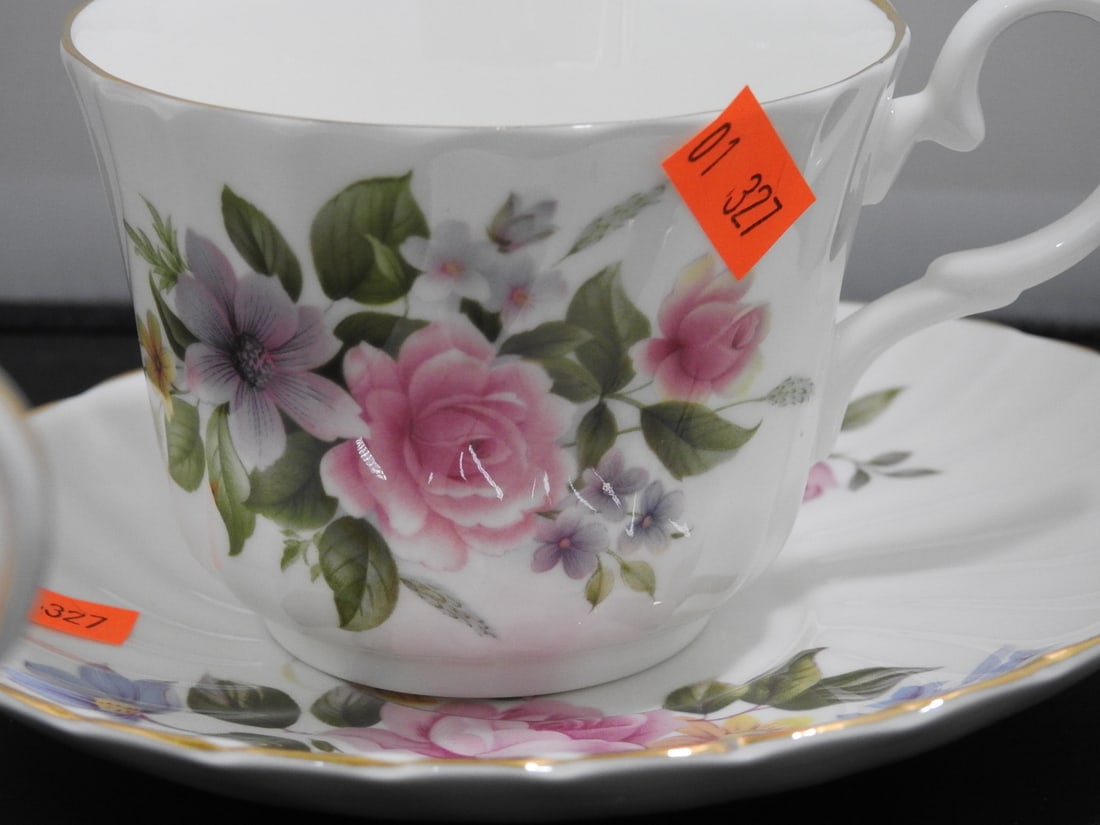 Set of 3 Vintage Bone China Teacup and Saucers - 3