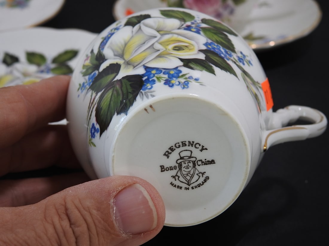 Set of 3 Vintage Bone China Teacup and Saucers - 6