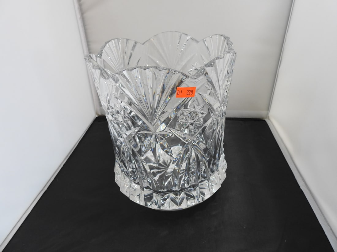 Lead Crystal Wine/Champagne Bucket: Lead Crystal Wine/Champagne Bucket. Also serves as an ice bucket Approx. 8.75 x 7.25 x 7.25 in.